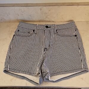Blackheart Women's Black and White Striped Jean Shorts